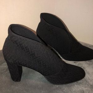 Black Fabric Patterned Booties
